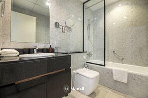 Luxury Apartment, Balcony, City View | Bathroom - Manzil -1BR w Pool nr Dubai Sports City  (Dubai)