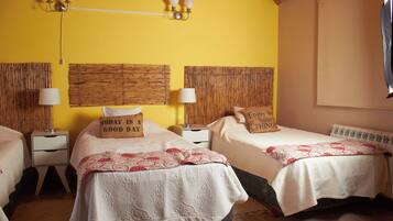 Laptop workspace, free WiFi, bed sheets