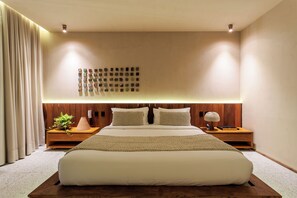 Deluxe-bungalow - delvis havudsigt | Pengeskab på værelset, skrivebord, arbejdsområde til bærbare computere