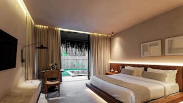 Bungalow Deluxe, quang cảnh vườn | Két bảo mật tại phòng, bàn, khu vực làm việc phù hợp cho laptop