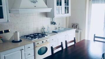 Fridge, oven, stovetop, coffee/tea maker