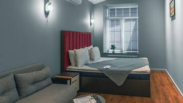 Standard Double Room, City View | In-room safe, blackout curtains, soundproofing, iron/ironing board