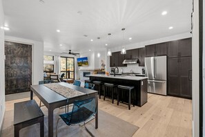 Fridge, microwave, oven, stovetop - New Listing! Rooftop Haven | Hot Tub, BBQ & Views of Buffalo Mountain (Silverthorne)