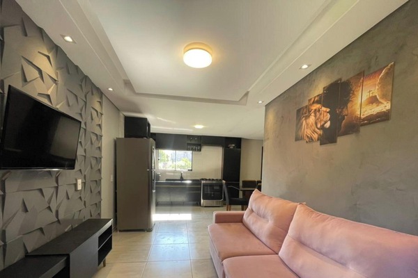 Recanto Menegaz - Governador Celso Ramos | Living area | 32-inch Smart TV with digital channels, Netflix, streaming services