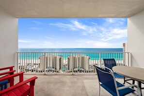 Outdoor dining - Coastal condo w/ Gulf views & resort pools (Panama City Beach)