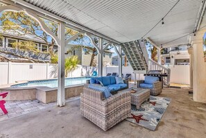 Terrace/patio - Marsh Front Beach Home-4BR-Pool, Putting Green, Game Room-Pet Friendly-Sleeps 15 (North Myrtle Beach)