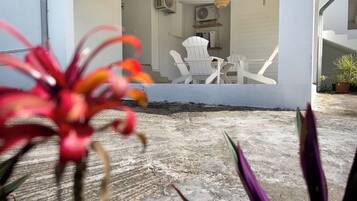 Comfort huis, uitzicht op tuin | Terras