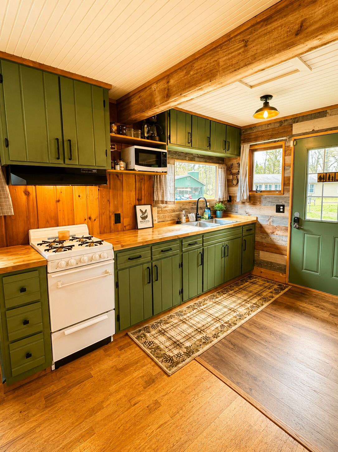 Microwave, stovetop, coffee/tea maker, toaster