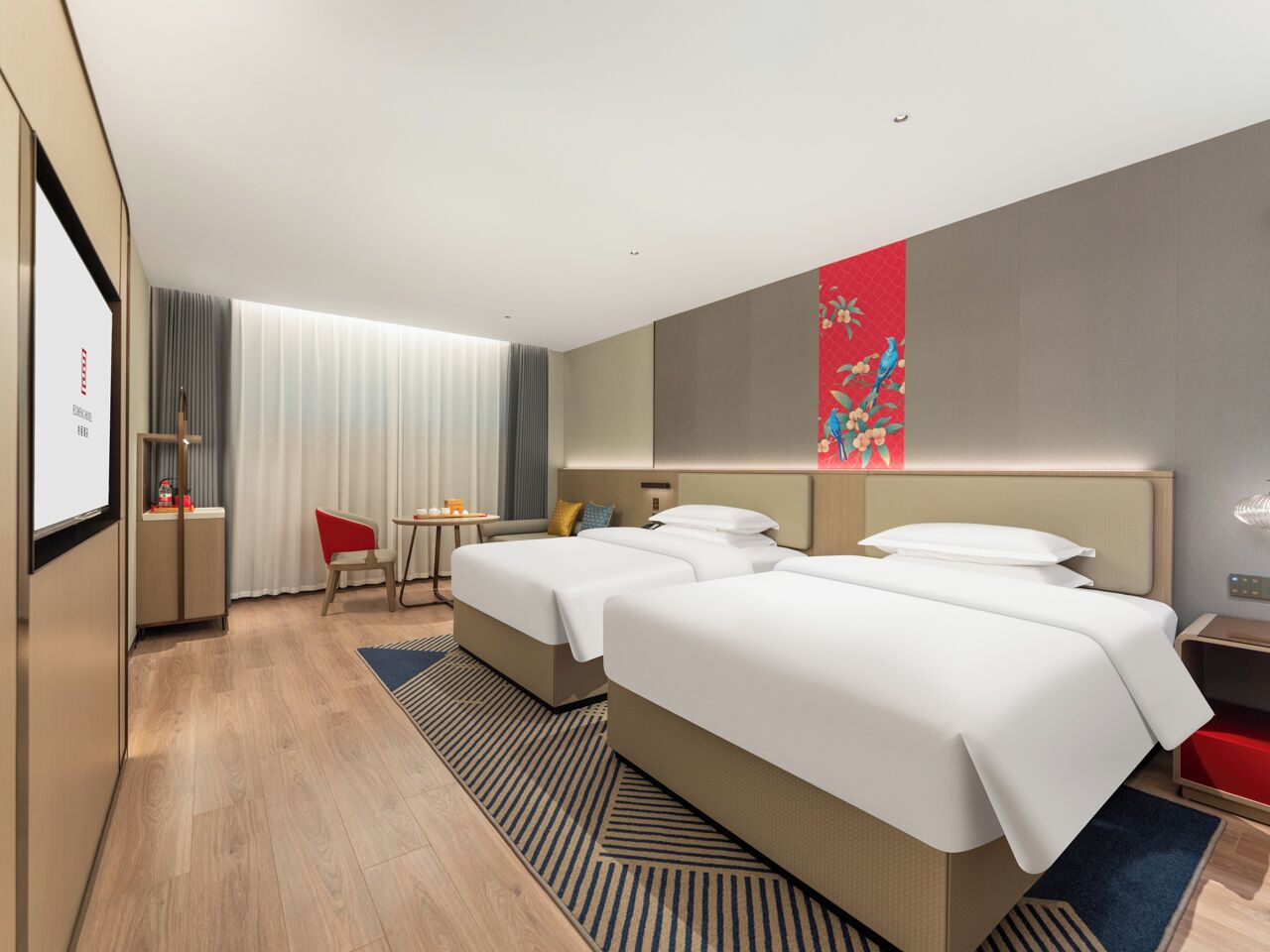 Kahden hengen businesshuone | Kannettavalle tietokoneelle sopiva työtila, ilmainen Wi-Fi