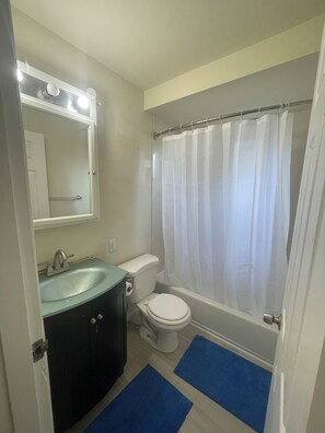 Towels, soap, shampoo, toilet paper