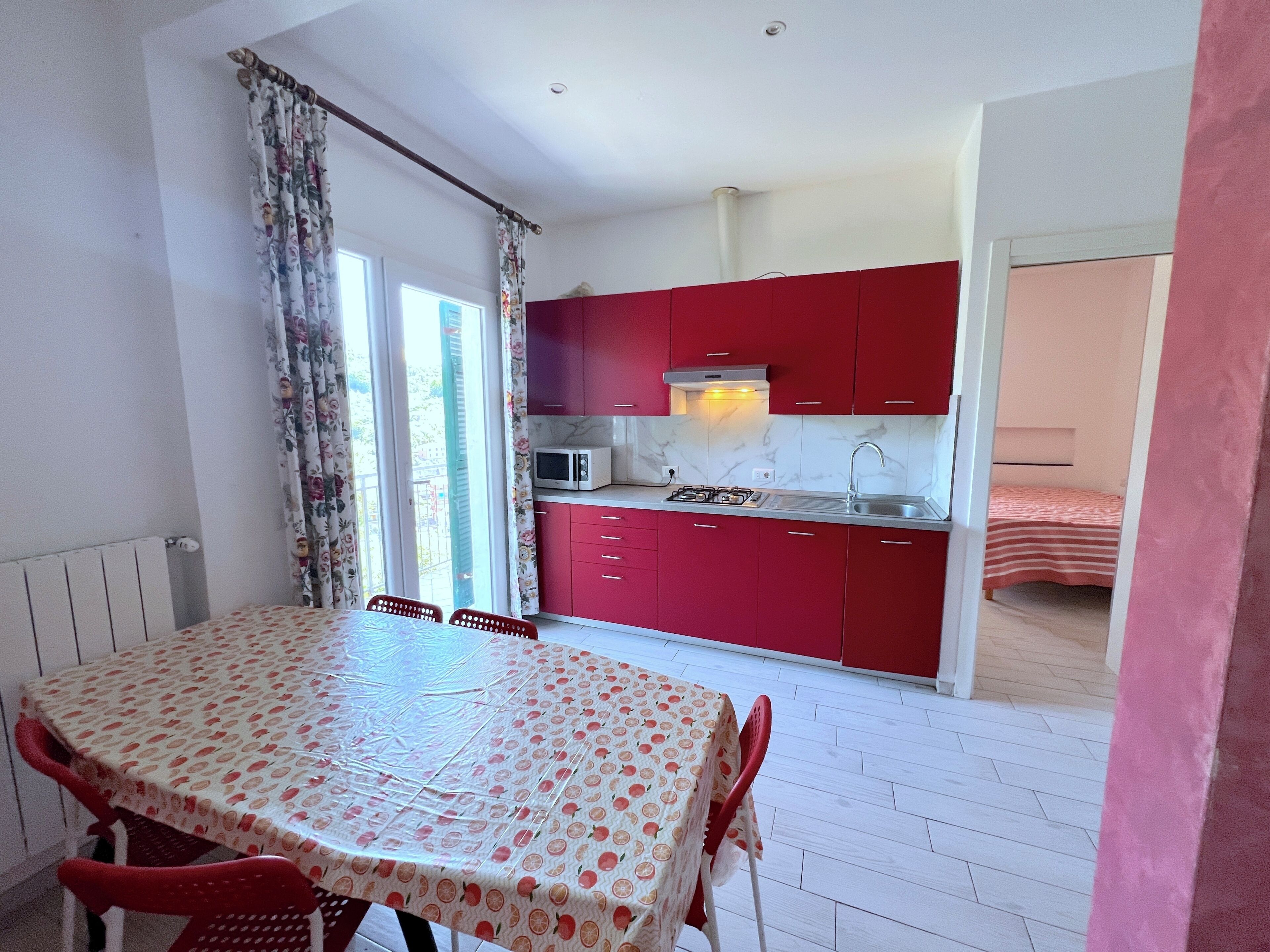 Appartement, 2 chambres, douche accessible en fauteuil roulant, vue mer | Cuisine privée