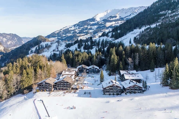 Panoramic winter mountain views