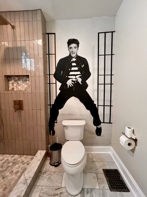 Regadera, secadora de cabello, toallas