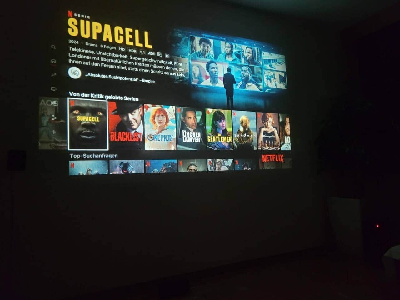Eine Ansicht einer Streaming-Dienstanwendung mit verschiedenen Vorschaubildern von Fernsehserien.