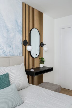 Departamento Deluxe, vista a la ciudad | Decoración personalizada, muebles diferentes y escritorio 