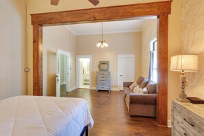 Desk, iron/ironing board, internet, bed sheets