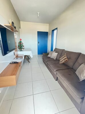 Smart TV - Apartment in Praia Grande - Gourmet balcony with sea view - Air conditioning - Parking space (Praia Grande)