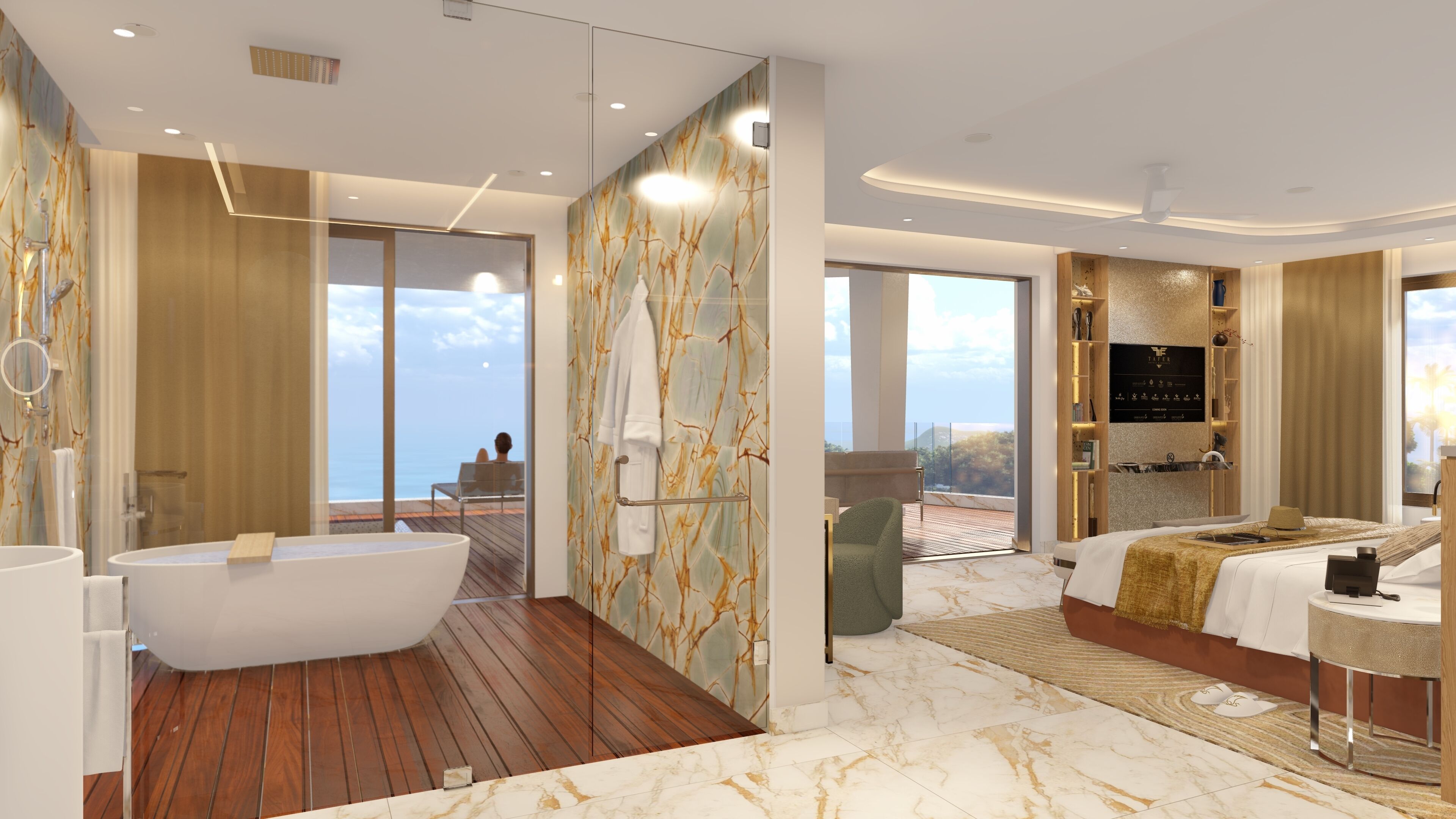 Minibar, caja de seguridad en la habitación y escritorio 