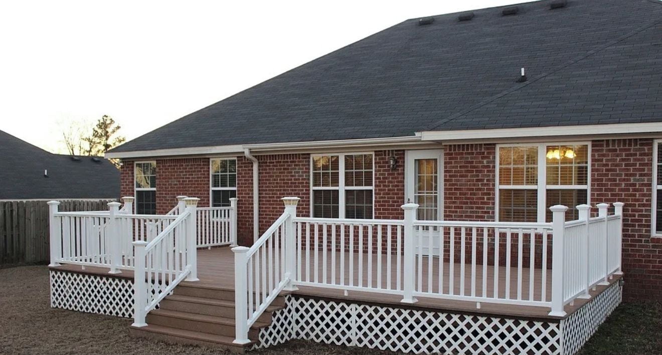 A house with a backyard deck.