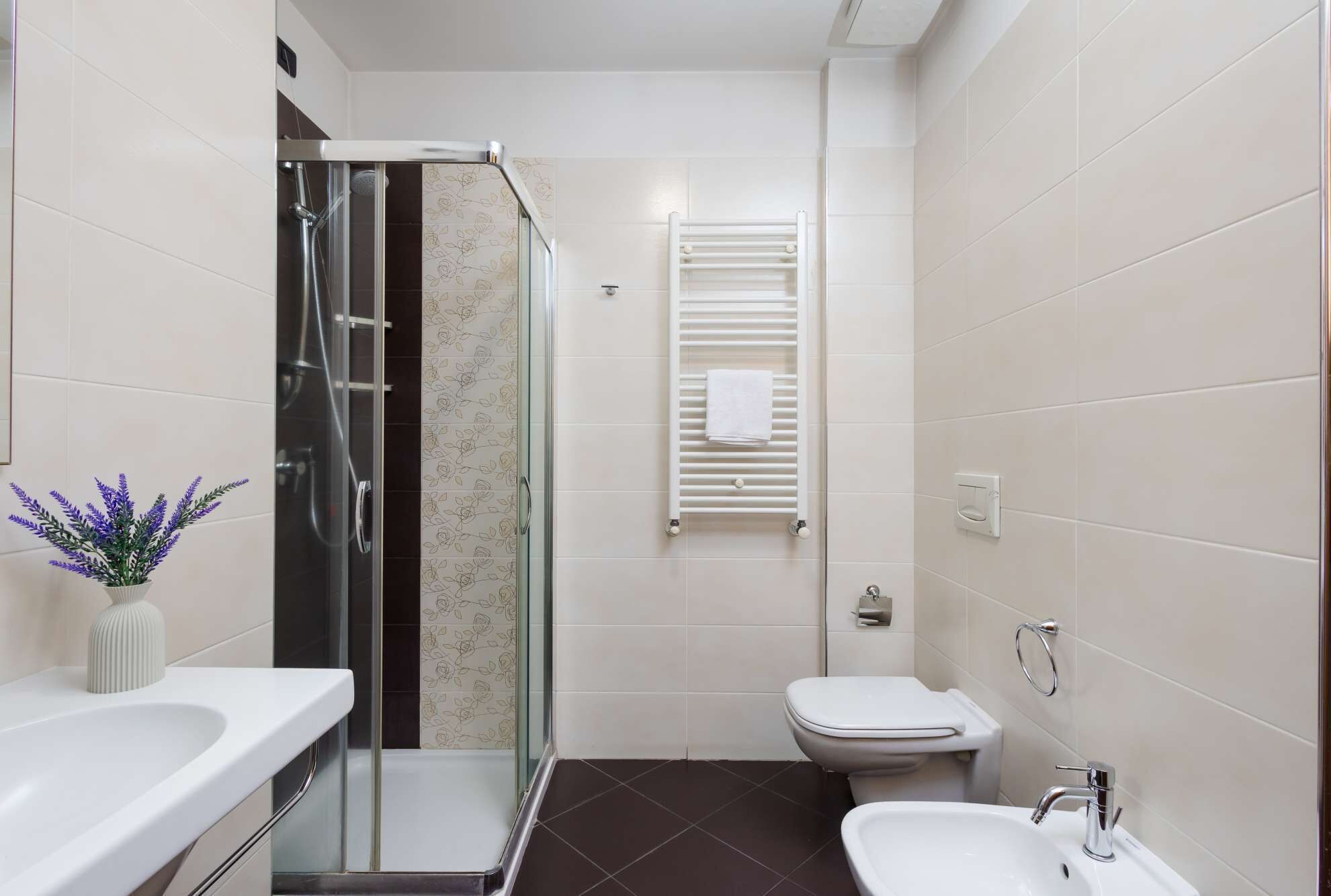 Ducha, secador de pelo, bidet, toallas