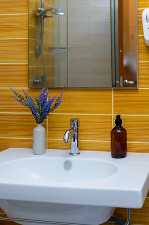 Dusche, Haartrockner, Bidet, Handtücher