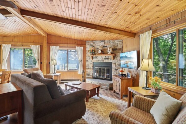 TV, fireplace