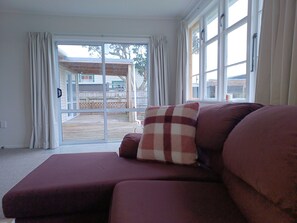 Smart TV, DVD player, books, music library