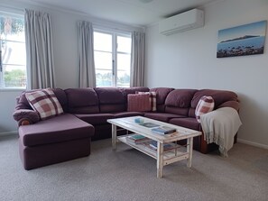 Smart TV, DVD player, books, music library