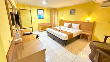 Desk, free WiFi, bed sheets