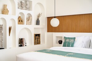 Luxury-Villa, 1 King-Bett, Terrasse, Poolblick | Bettwäsche aus ägyptischer Baumwolle, hochwertige Bettwaren, Zimmersafe