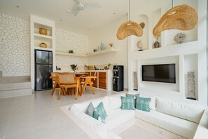 Luxury Villa, 1 King Bed, Patio, Pool View | Living room | 43-inch TV with cable channels