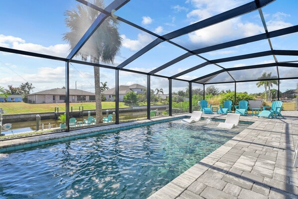 A heated pool - Gulf Access- Pool-Port-Charlotte-dock-kayaks (Port Charlotte)