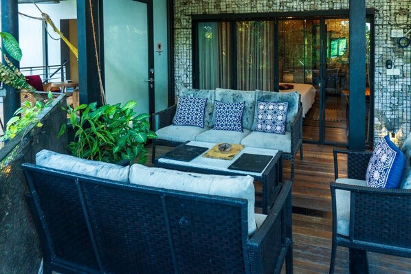 Luxury Villa, Balcony, Pool View | Living area