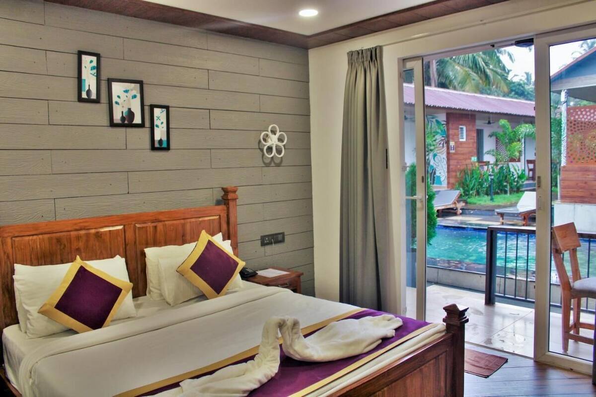 Deluxe-Ferienhaus, Balkon, Poolblick