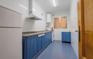 Fridge, microwave, stovetop, cookware/dishes/utensils