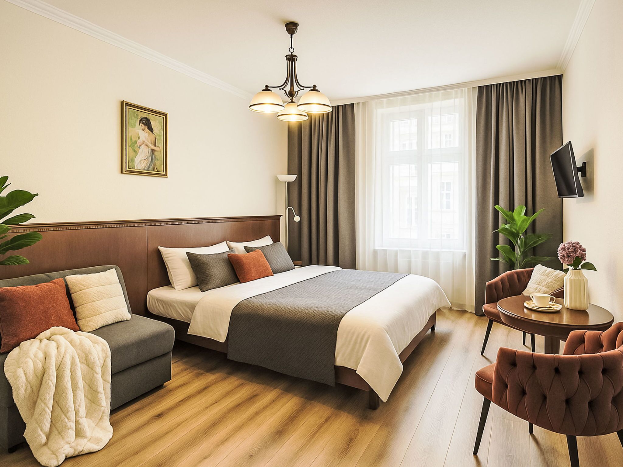 1 bedroom, desk, Internet