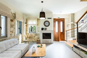 TV, fireplace - Heliconia Residence, Delicate and enchanting escape (Crete)