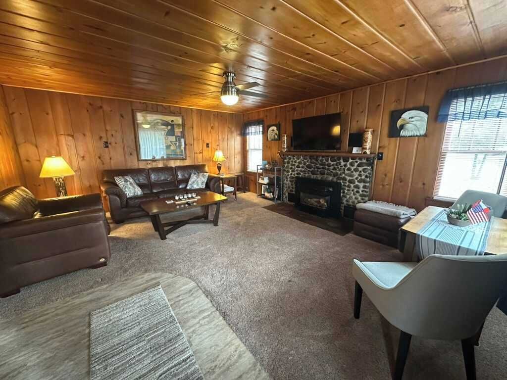 TV, fireplace, offices