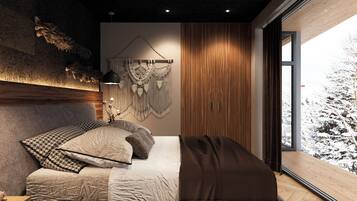 Casa de campo de lujo, lanai, vista a la montaña | Caja de seguridad en la habitación, cortinas blackout y insonorización