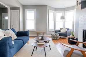 Smart TV, fireplace, computer monitors