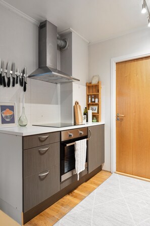 Fridge, stovetop, dishwasher, coffee/tea maker - Arctic Basement Flat – City Calm (Tromsø)