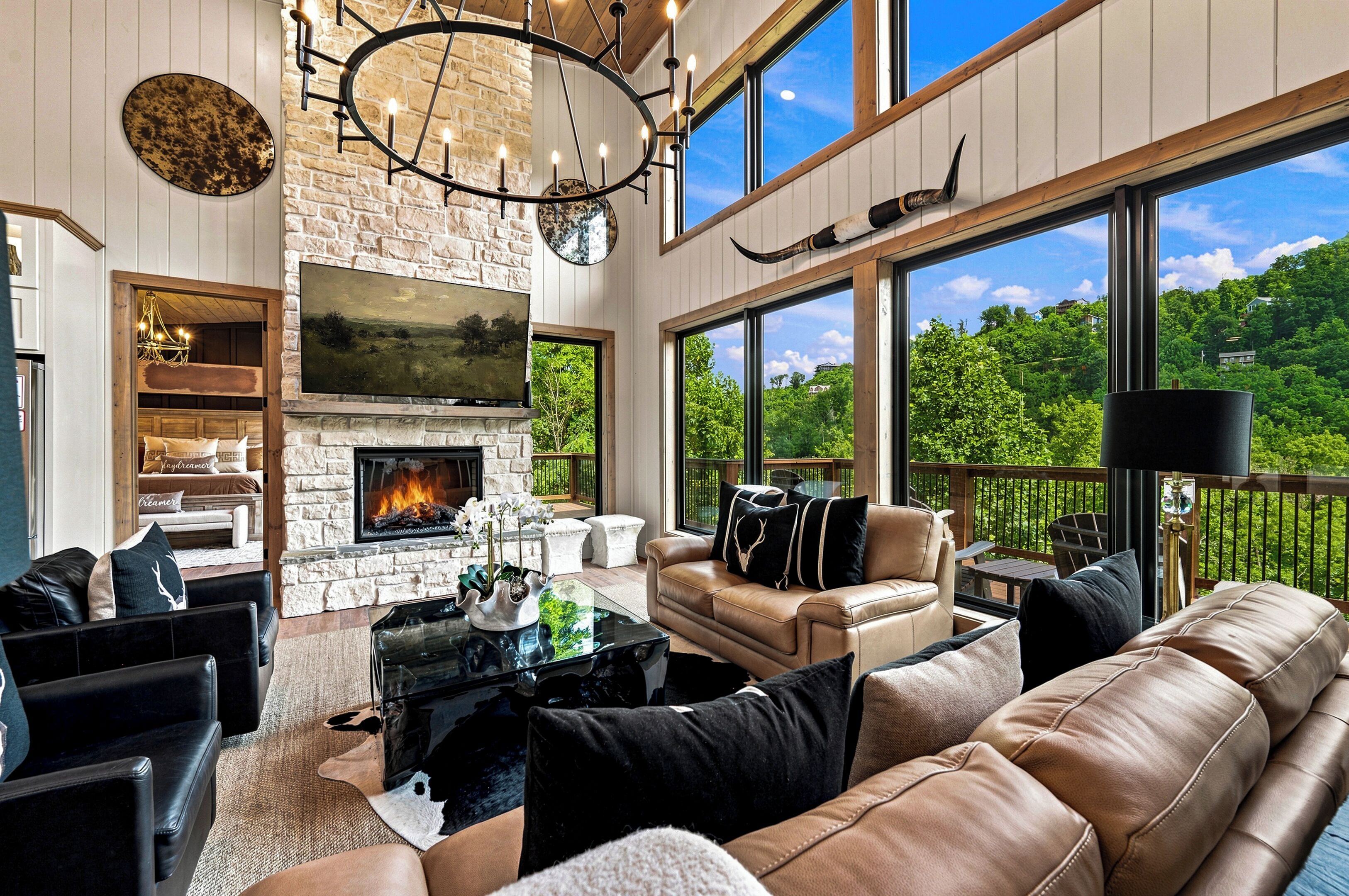 TV, fireplace, video games
