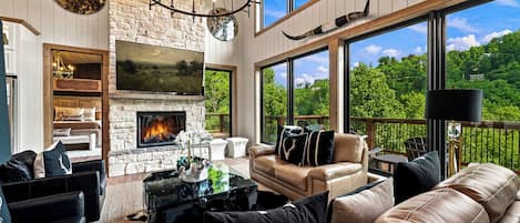 TV, fireplace, video games