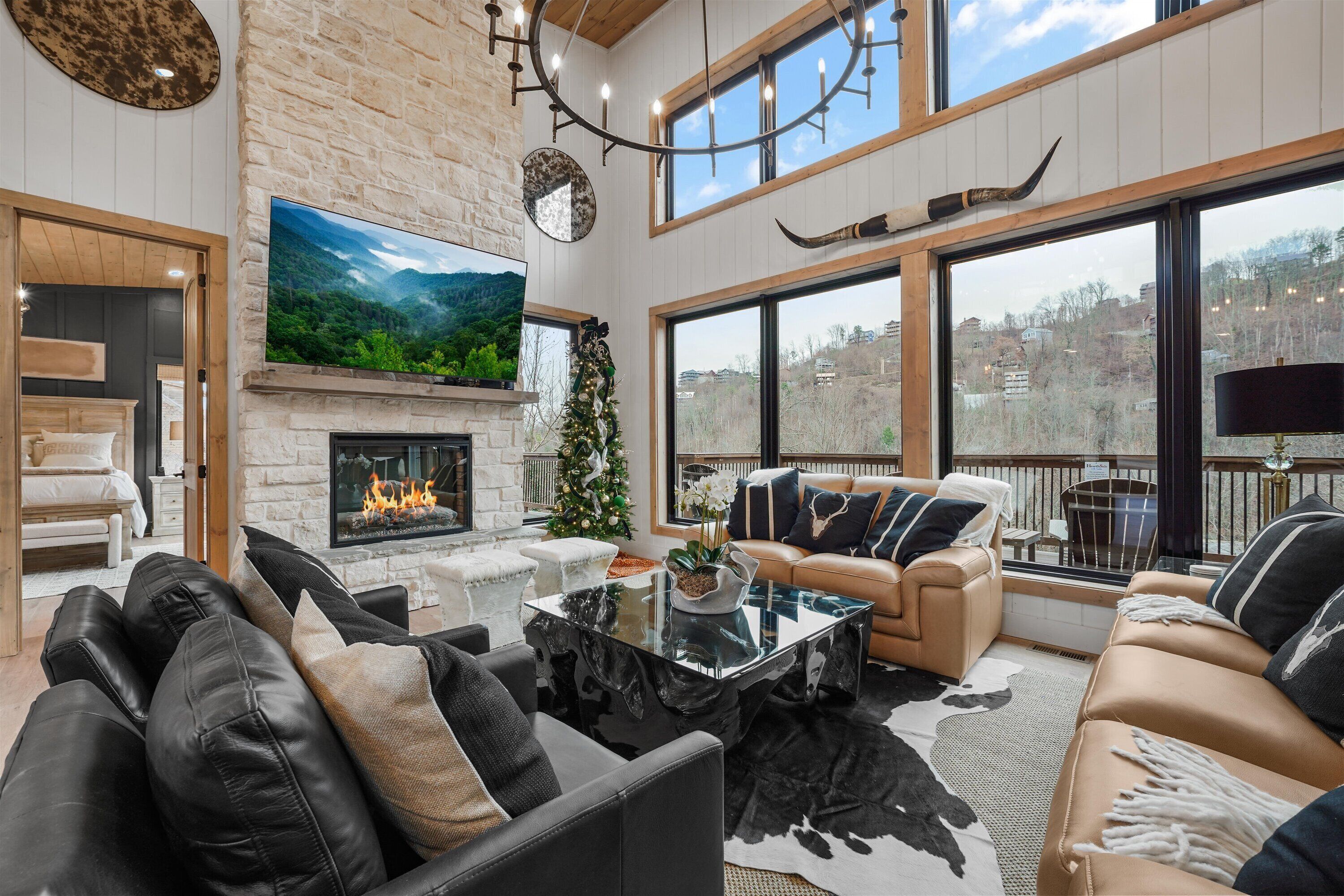 TV, fireplace, video games