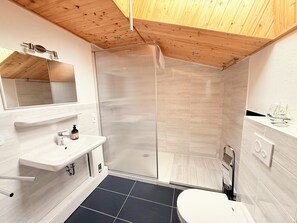 Regadera, secadora de cabello, toallas, jabón