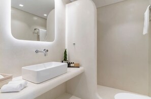 Shower, towels, soap, shampoo - Lavish Mykonos Villa | Villa Artemis | 3 Bedrooms | Panoramic Sea Views |. (Mykonos)