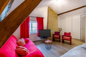 TV, fireplace, DVD player, stereo - Gîte La Ferme de La Forêt – A Peaceful Retreat Surrounded by Nature (Beauronne)