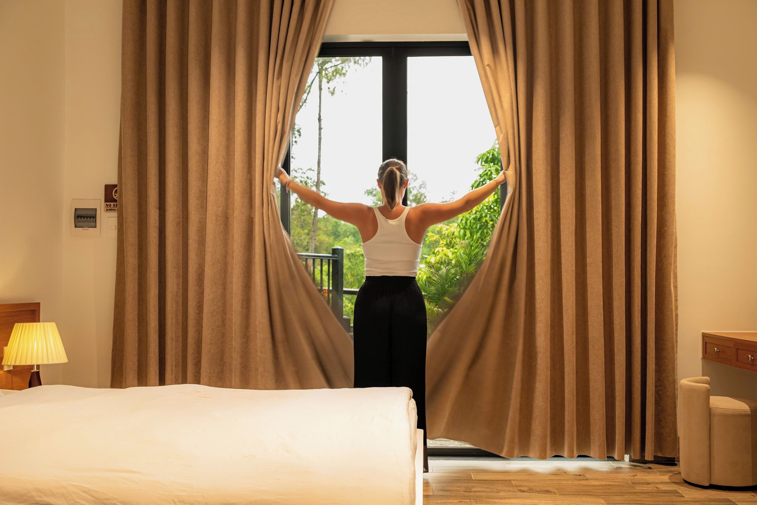 In-room safe, desk, laptop workspace, blackout drapes
