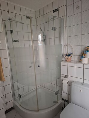 Dusche, Haartrockner, Handtücher