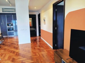 Luxury Apartment, 2 Bedrooms, Balcony | Living area | 56-inch LED TV with digital channels, fireplace, first-run films - The Mews KLCC By Service Apartment (Kuala Lumpur)